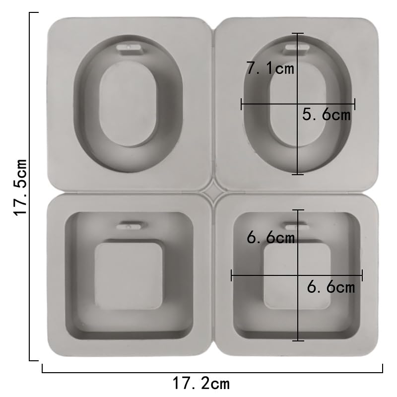FirstTry FirstTry Aromatherapy Pendant Wax Mold I Oval & Square Shape Fondant Silicone Mould with Hanging Hole I Dried Flowers Resin Soap Clay Craft Jewelry Making Molds DIY Bookmark Necklace - Grey, 4Cavity - Image 2