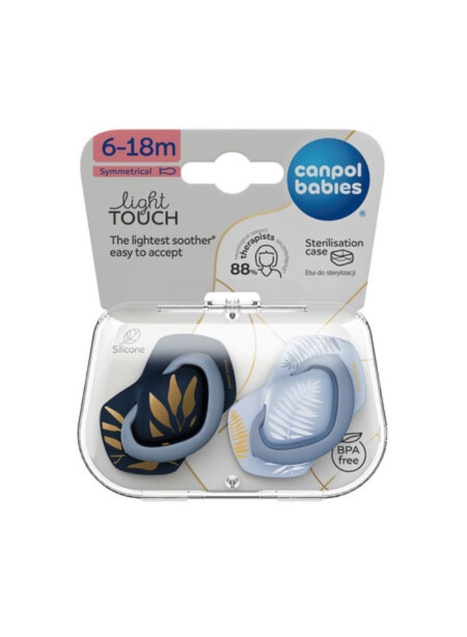 Canpol babies ​ Canpol babies Silicone Soother Light touch 6-18m Symmetrical GOLD 2 pcs blue - Image 1