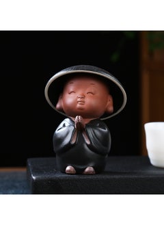 NIBEMINENT Ceramic Tea Strainer Kung Fu Accessory Little Monk Tea Drain-Black 