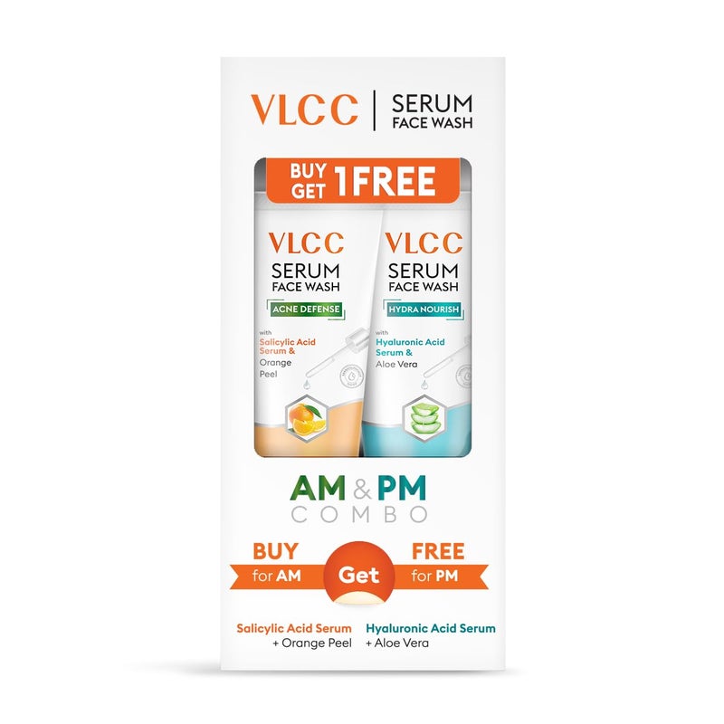 VLCC Salicylic Acid Orange Peel Serum Facewash 150 ml for Deep Pore Cleansing for AM with Free Hyaluronic Acid Aloe Vera Serum Facewash 150 ml to Strengthen Skin Barrier for PM B1G1 - Image 2