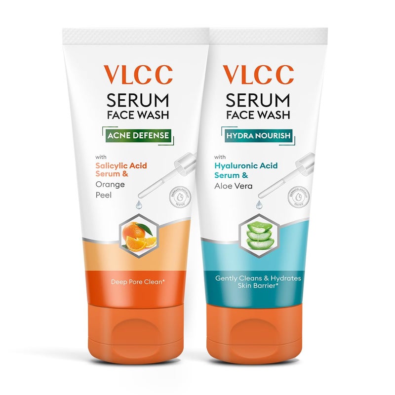 VLCC Salicylic Acid Orange Peel Serum Facewash 150 ml for Deep Pore Cleansing for AM with Free Hyaluronic Acid Aloe Vera Serum Facewash 150 ml to Strengthen Skin Barrier for PM B1G1 - Image 1