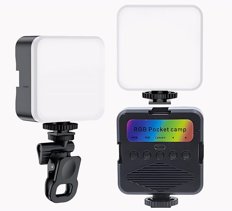 ELITEWAVE LED Pocket Video Mobile Light | Selfie, Video, Photography, Meeting, Lighting Dimmable & Rechargeable Type C, 3200K-6500K | LED Light for Computer, Tablet, Smartphone, DSLR Camera with Screen Clip - Image 1