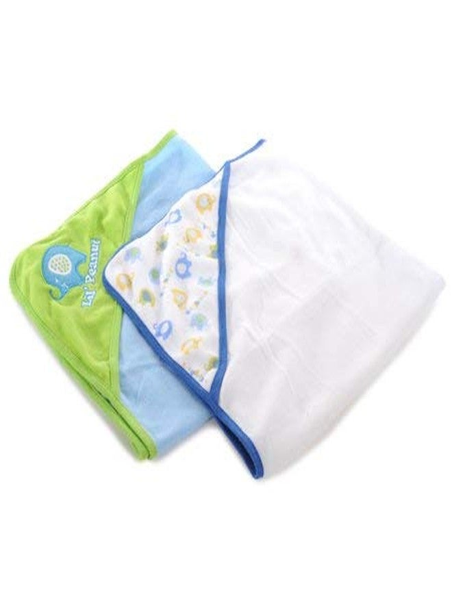 Mummamia Pure Mercerised Cotton Baby Hooded Towel Pack of 2 - Gift Pack (Elephant Bluee) - Image 2
