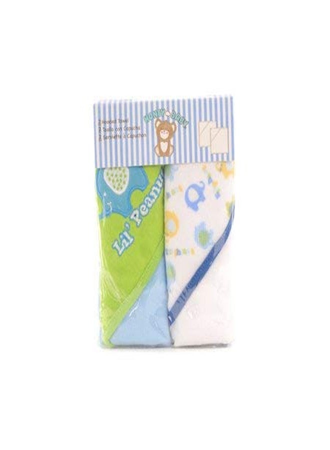 Mummamia Pure Mercerised Cotton Baby Hooded Towel Pack of 2 - Gift Pack (Elephant Bluee) - Image 1
