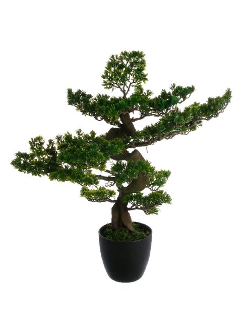 Easy Maintenance Realistic Looking Decorative Artificial Bonsai Tree with Pot Green and Brown 80 cm 135300