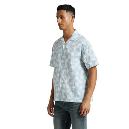 Pepe Jeans Men Cotton Regular Fit Printed Shirts Blue, 2XL - Image 4