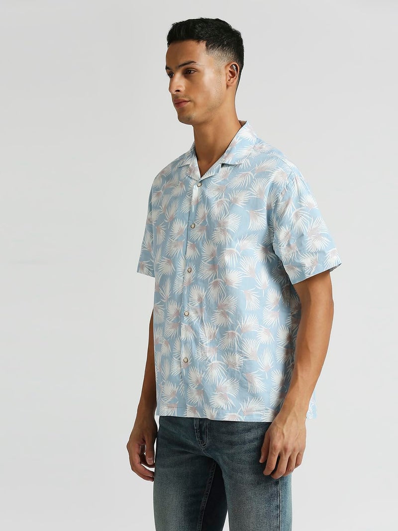 Pepe Jeans Men Cotton Regular Fit Printed Shirts Blue, 2XL - Image 2