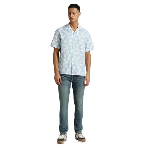 Pepe Jeans Men Cotton Regular Fit Printed Shirts Blue, 2XL - Image 5