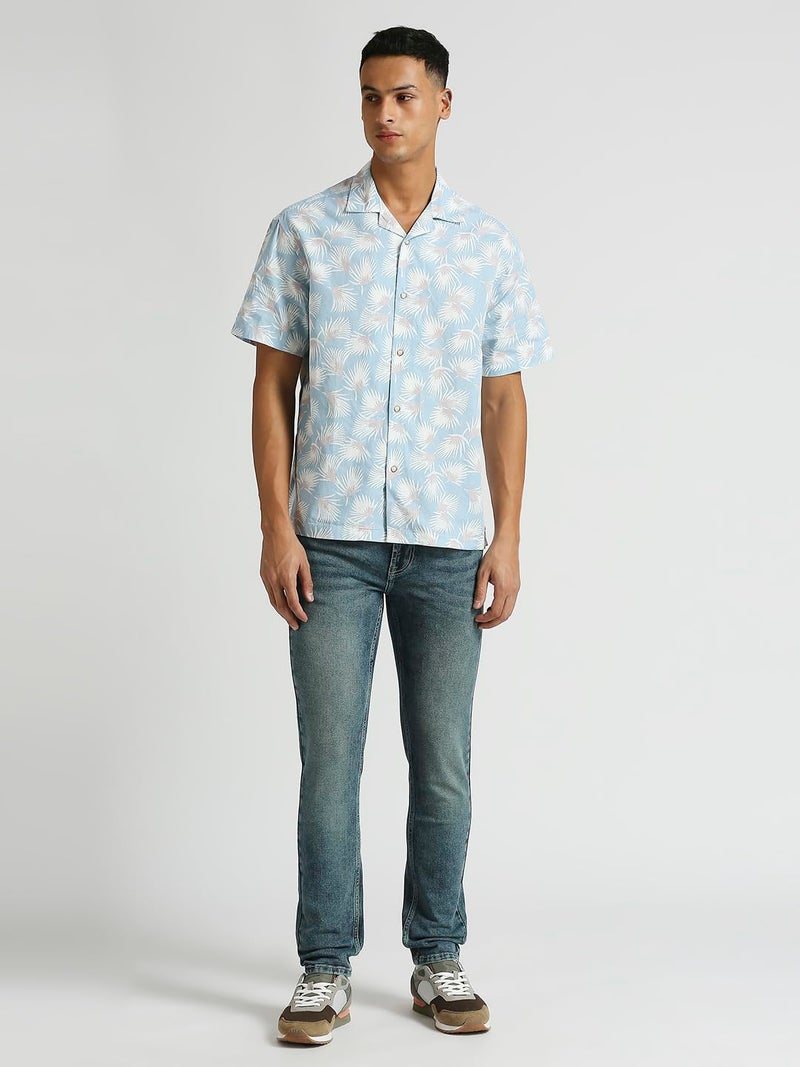 Pepe Jeans Men Cotton Regular Fit Printed Shirts Blue, 2XL - Image 3