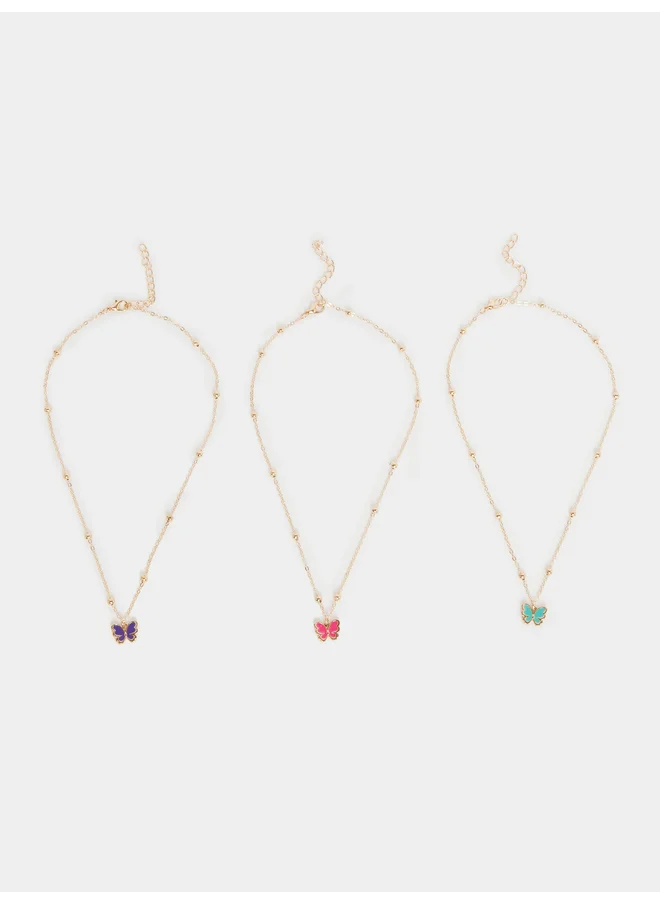 ستايلي Styli Set of 3 - Butterfly Pendant Necklace
