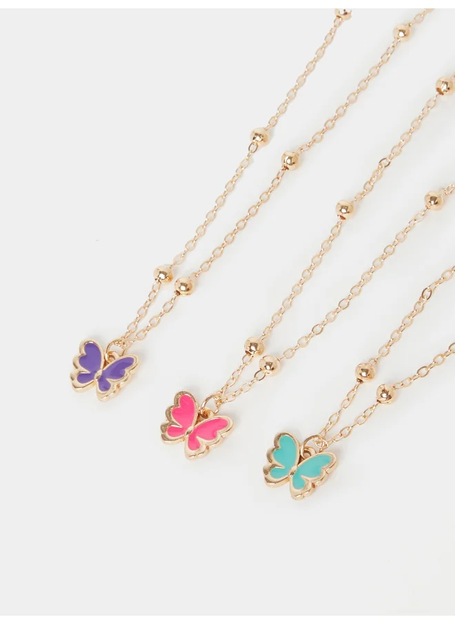 ستايلي Styli Set of 3 - Butterfly Pendant Necklace