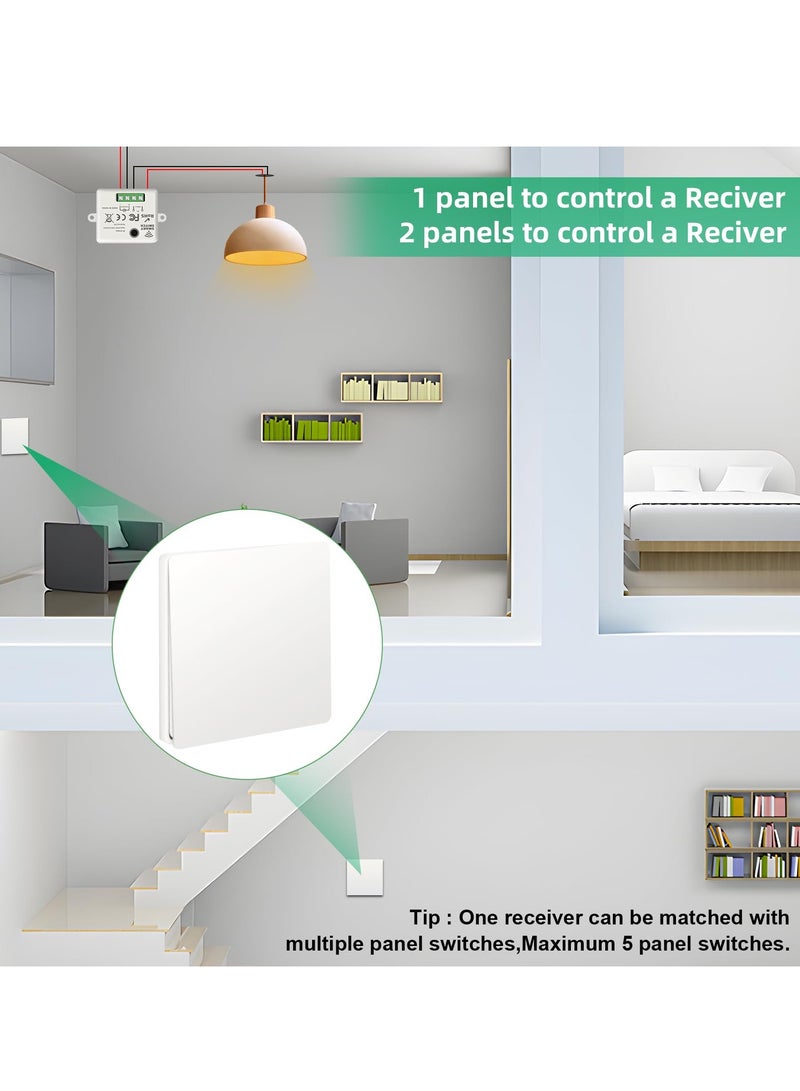 Wireless Lights Switch Kit 10A 250V Wireless RF433 Remote Control Switch with Easy to Install Receiver No Wiring Self powered Switch Remote Control IP44 Waterproof RF Switch and Receiver - Image 3