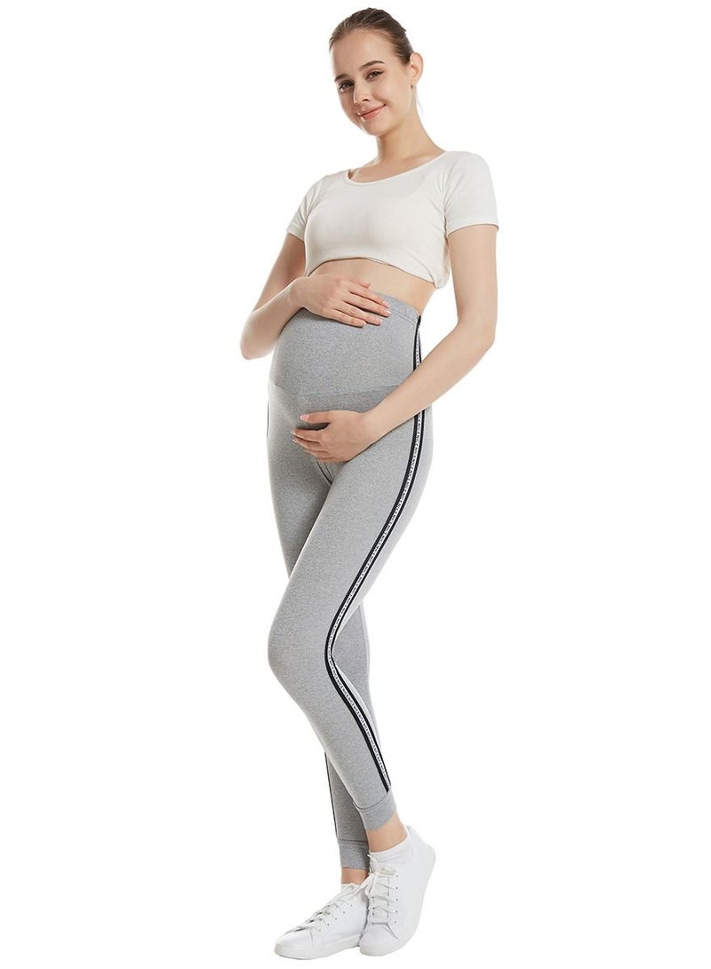 Loquat Maternity Sweatpants Pregnant Woman Sports Close-Fitting Leggings Light Grey  - Image 1