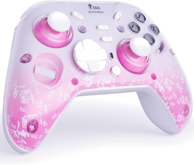 Qanba Phantom Multi-Mode Smart Wireless Controller for Windows PC and Android and iOS and TV，PC Controller With Hall-Effect Joysticks，Tri-Mode Connection (2.4G/Bluetooth/Wired) (Pink) - Image 2