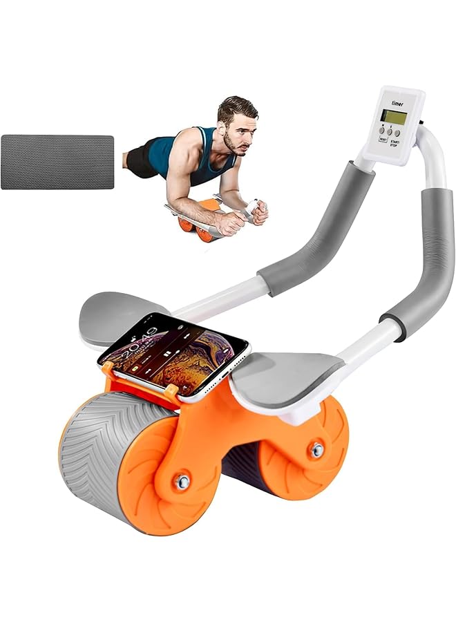 Motim AB Roller Wheel Automatic Rebound Abdominal Wheel Abdominal Workout Machine Abdominal Trainer Core Workout Machine with Non Slip Elbow Support and Timer for Home Gym Strength Training (Orange) - Image 1