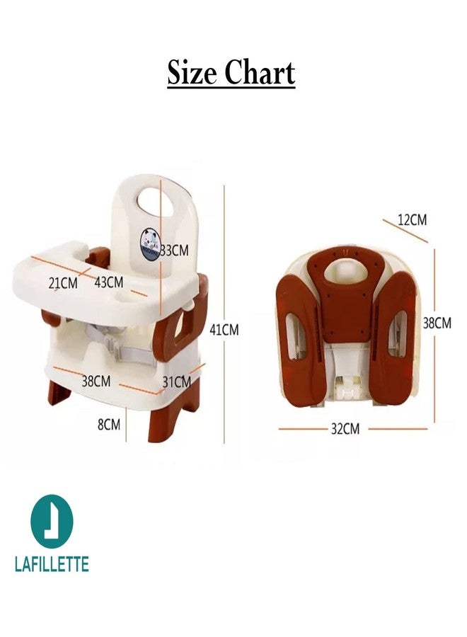 LAFILLETTE Baby Booster Feeding Chair with Removable Tray and Safety Belt for Infants and Toddlers, Folding Portable Booster Seat for Indoor/Outdoor Use (Brown) - Image 2