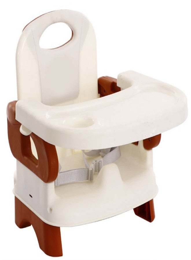 LAFILLETTE Baby Booster Feeding Chair with Removable Tray and Safety Belt for Infants and Toddlers, Folding Portable Booster Seat for Indoor/Outdoor Use (Brown) - Image 1