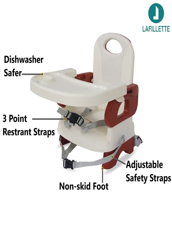 LAFILLETTE Baby Booster Feeding Chair with Removable Tray and Safety Belt for Infants and Toddlers, Folding Portable Booster Seat for Indoor/Outdoor Use (Brown) - Image 4