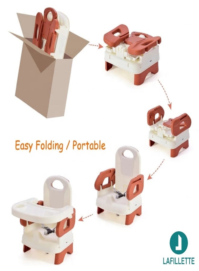 LAFILLETTE Baby Booster Feeding Chair with Removable Tray and Safety Belt for Infants and Toddlers, Folding Portable Booster Seat for Indoor/Outdoor Use (Brown) - Image 5