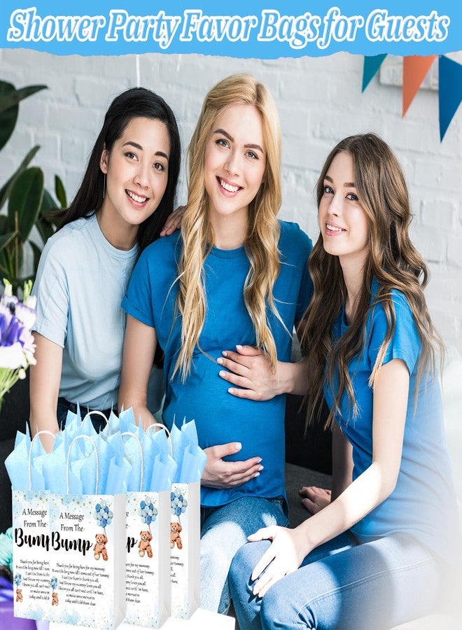 Resurhang 50 Sets Gift Bag for Baby Shower 50 Bear Baby Shower Goodie Bags Bear Paper Bag with Handles and Tissue Paper Baby Shower Party Favor Bags for Guests Gender Reveal Return Gift (Blue) - Image 5