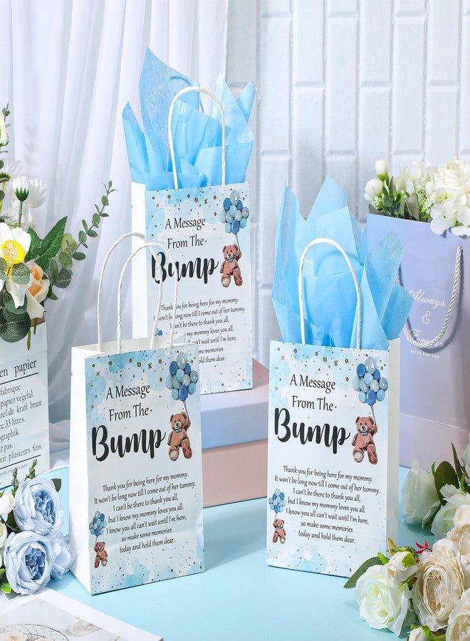 Resurhang 50 Sets Gift Bag for Baby Shower 50 Bear Baby Shower Goodie Bags Bear Paper Bag with Handles and Tissue Paper Baby Shower Party Favor Bags for Guests Gender Reveal Return Gift (Blue) - Image 4