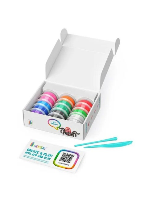 Bugs Set-Colourful Modeling Kids-Air Dry Clay Kit 15 cans and Sculpting Tools with Fun Interactive Instructions App, Multicoloured