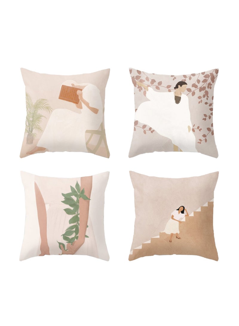 FASHION HOME Set of 4 Cushion Covers Decorative Throw Pillow cases for Living Room Garden Outdoor Décor  - Image 1