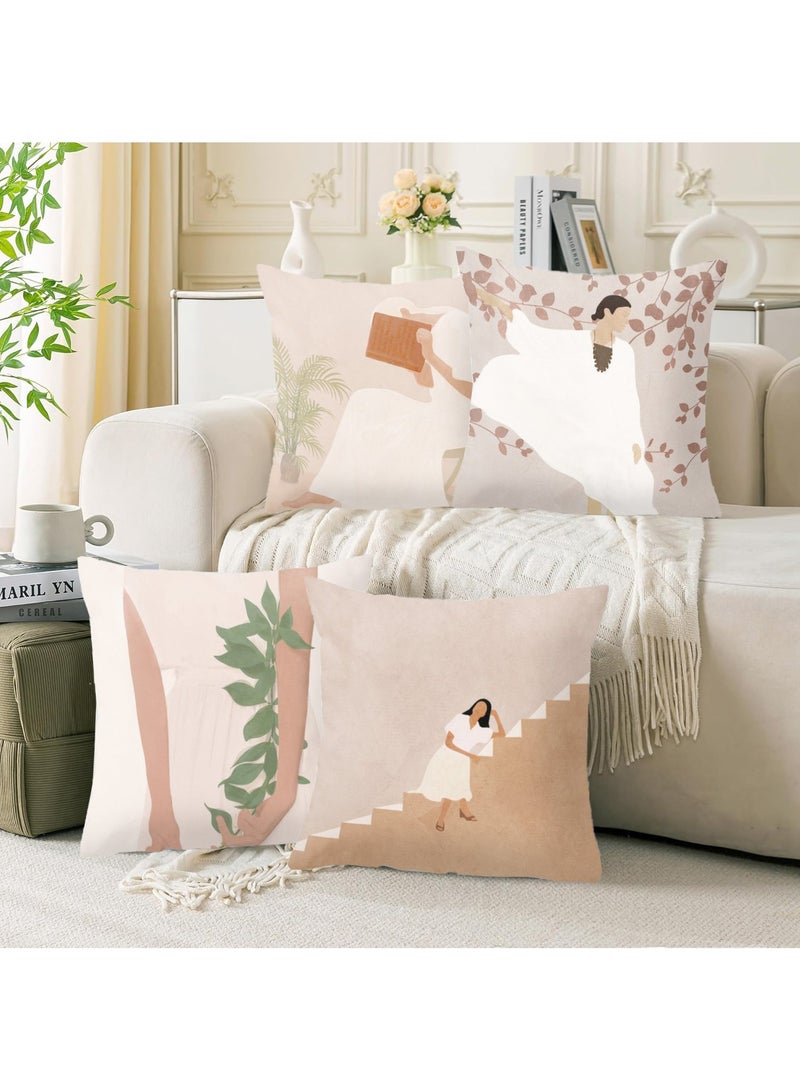 FASHION HOME Set of 4 Cushion Covers Decorative Throw Pillow cases for Living Room Garden Outdoor Décor  - Image 2