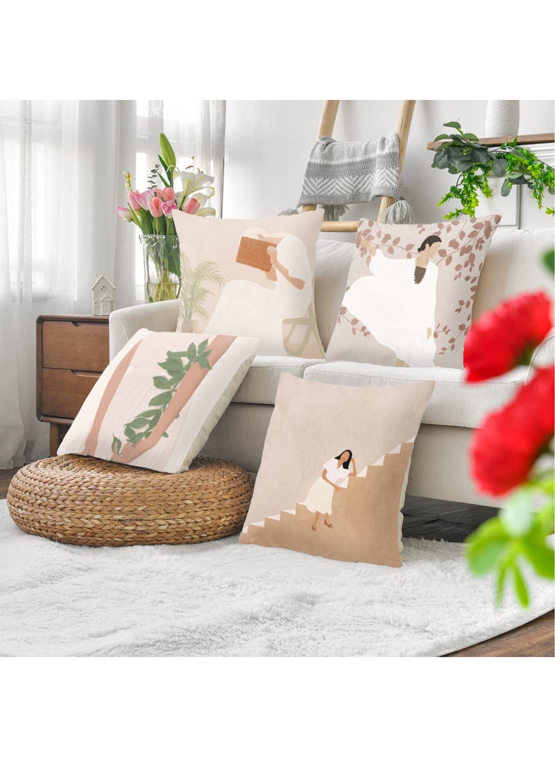 FASHION HOME Set of 4 Cushion Covers Decorative Throw Pillow cases for Living Room Garden Outdoor Décor  - Image 3
