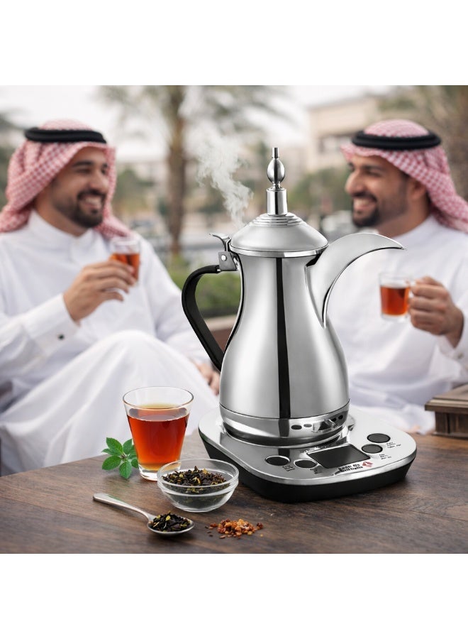 Gulf Dalla صانعة القهوة الكهربائية العربية دلة الخليج مع قاعدة تحكم ذكية بتشطيب كروم 700 مل 700 واط GA-C91941 - Image 2