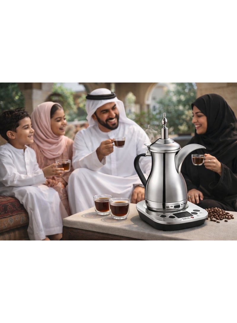 Gulf Dalla صانعة القهوة الكهربائية العربية دلة الخليج مع قاعدة تحكم ذكية بتشطيب كروم 700 مل 700 واط GA-C91941 - Image 4