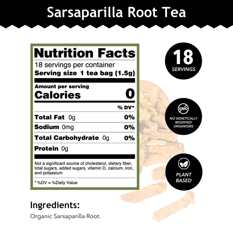 Buddha Teas - Organic Sarsaparilla Root Tea - Herbal Tea - Digestion & Skin Health - With Antioxidants & Minerals - Clean Ingredients - Caffeine Free - OU Kosher - 18 Tea Bags (Pack of 1) - Image 3