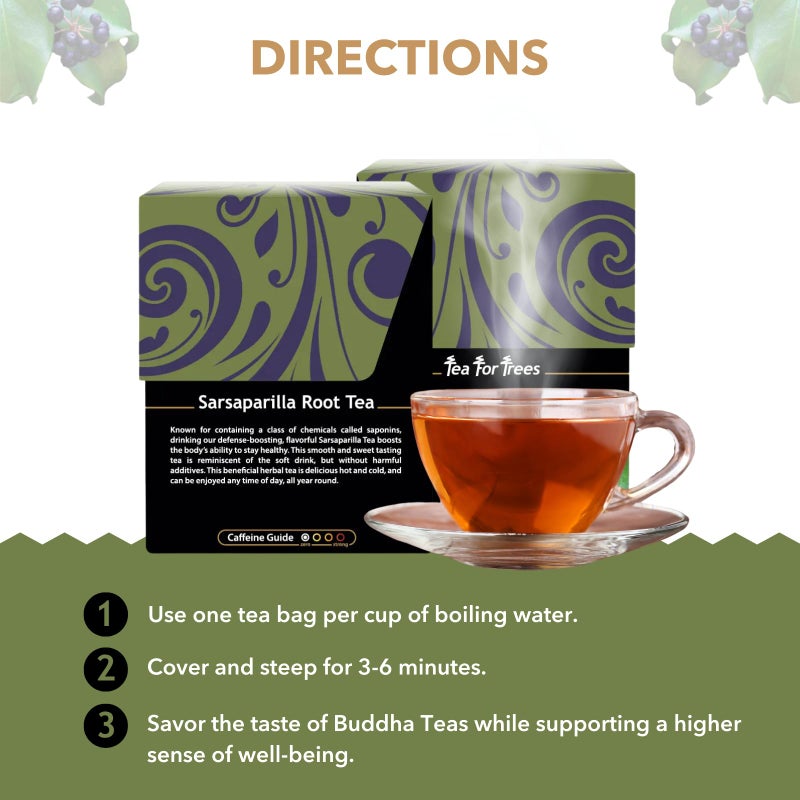 Buddha Teas - Organic Sarsaparilla Root Tea - Herbal Tea - Digestion & Skin Health - With Antioxidants & Minerals - Clean Ingredients - Caffeine Free - OU Kosher - 18 Tea Bags (Pack of 1) - Image 4