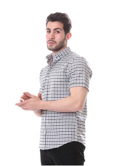 Andora Casual Plaids Short Sleeves Buttoned - Dark Grey & Black Shirt  - Image 3