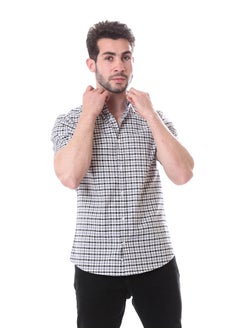 Andora Casual Plaids Short Sleeves Buttoned - Dark Grey & Black Shirt  - Image 5