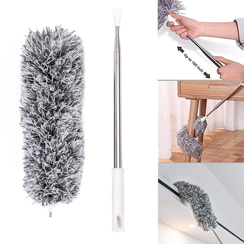 FOMQUAZLI ExtraLong Dusters with Extension Pole 100inch for Cleaning Bendable Microfiber Head Washable Ceiling Fan Duster for High Ceilings Furniture - Image 4