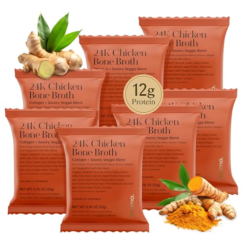 Kroma’s 24K Chicken Bone Broth Powder - 7 Pack, 7 Servings – Organic Protein-Rich Bone Stock – Instant Packaged Broths for Joint Health — 24K Chicken Protein Powder for Gut Health & Daily Wellness - Image 1