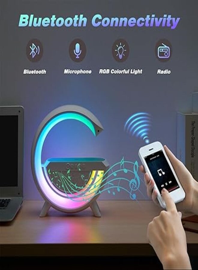 Bluetooth Speakers,Portable Wireless Bluetooth Speaker for Home Party Office Bedroom, AM FM Radio Speaker with Wireless Charger, Atmosphere Lamp,Dual TWS Pairing, BT5.3, Birthday Gift - Image 5