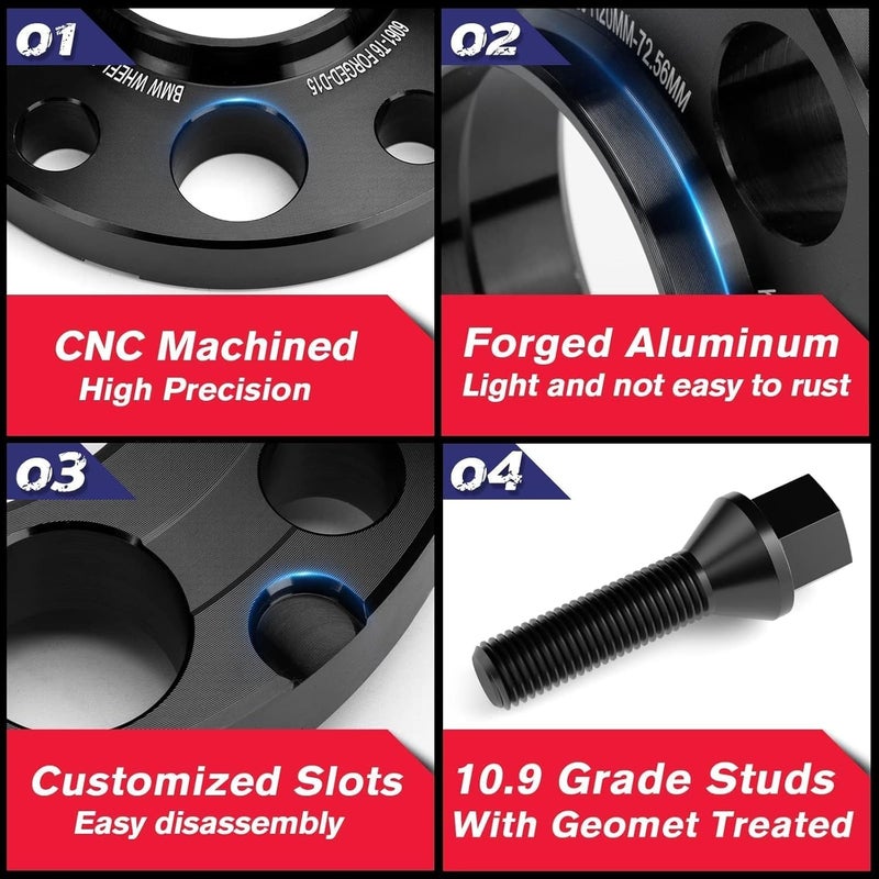 KSP PERFORMANCE KSP 5X120mm Wheel Spacers, 2PCS 15mm Hubcentric Forged Spacer for E36 E46 E90 E92 E60 318i 323i 325i 328i 330i 335i 525i 545i Thread Pitch M12x1.5 Hub Bore 72.56mm - Image 4