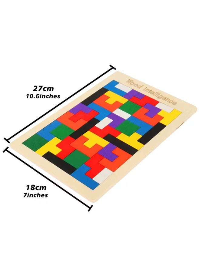 Goolsky Colorful 3D Wooden Blocks Puzzle Brain Teaser - Educational Toy for Kids to Improve Intelligence & Creativity, Holiday gift - Image 4