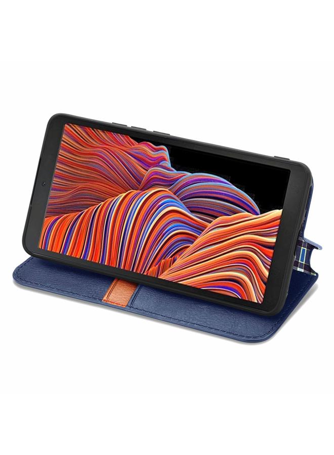 S-TOP Case For Samsung Galaxy XCover 5 Cubic Grid Pressed Magnetic Leather Phone Case - Image 5