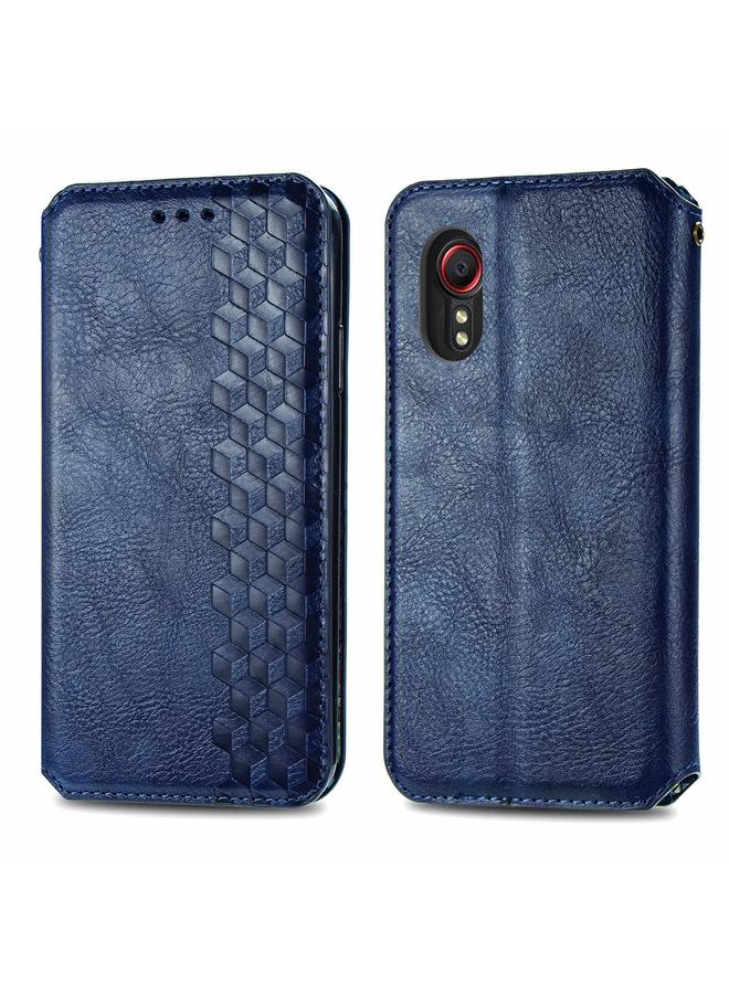 S-TOP Case For Samsung Galaxy XCover 5 Cubic Grid Pressed Magnetic Leather Phone Case - Image 1
