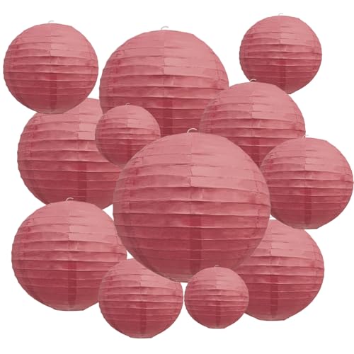 Zankubom 20Pcs Burgundy Paper Lanterns for Parties 6 8 10 12 Chinese Asian Hanging Round Paper Lanterns for Birthday Wedding Halloween Christmas Home Decor Party Decor - Image 1