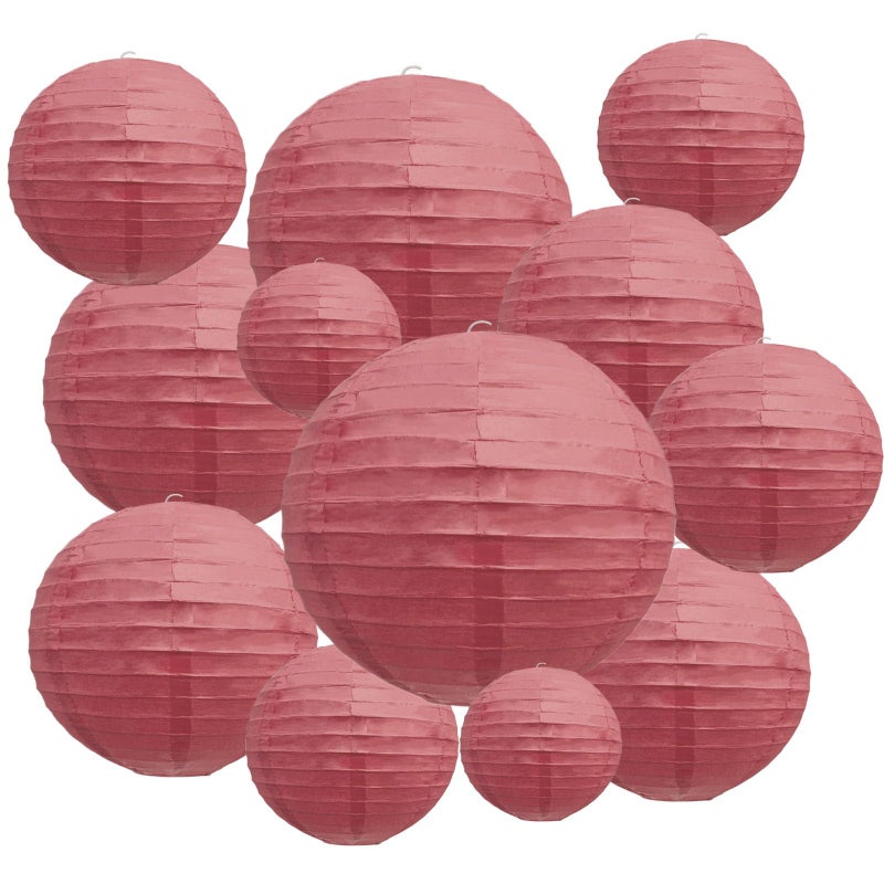 Zankubom 20Pcs Burgundy Paper Lanterns for Parties 6 8 10 12 Chinese Asian Hanging Round Paper Lanterns for Birthday Wedding Halloween Christmas Home Decor Party Decor - Image 2