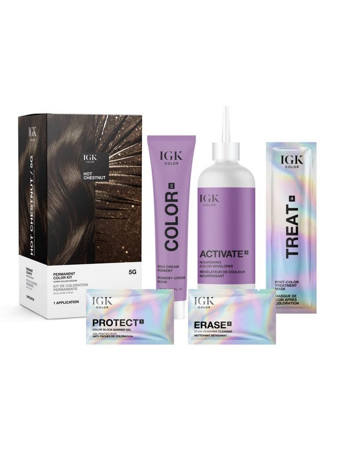 أي جي كي مجموعة ألوان دائمة كستنائي ساخن بني ذهبي دافئ 5 جرام سهل الاستخدام + تقوية + لمعان نباتي + لم يتم الإساءة إلى الحيوانات لتصنيعه + خالي من الأمونيا، 4.75 أونصة - Image 2