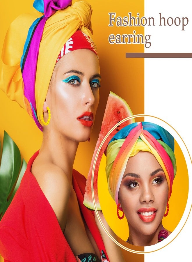 Inbagi 20 Pairs Beaded Hoop Earrings for Women Bohemian Bead Earrings Mixed Color Dangle Earrings for Girls (1.37 Inch) - Image 5