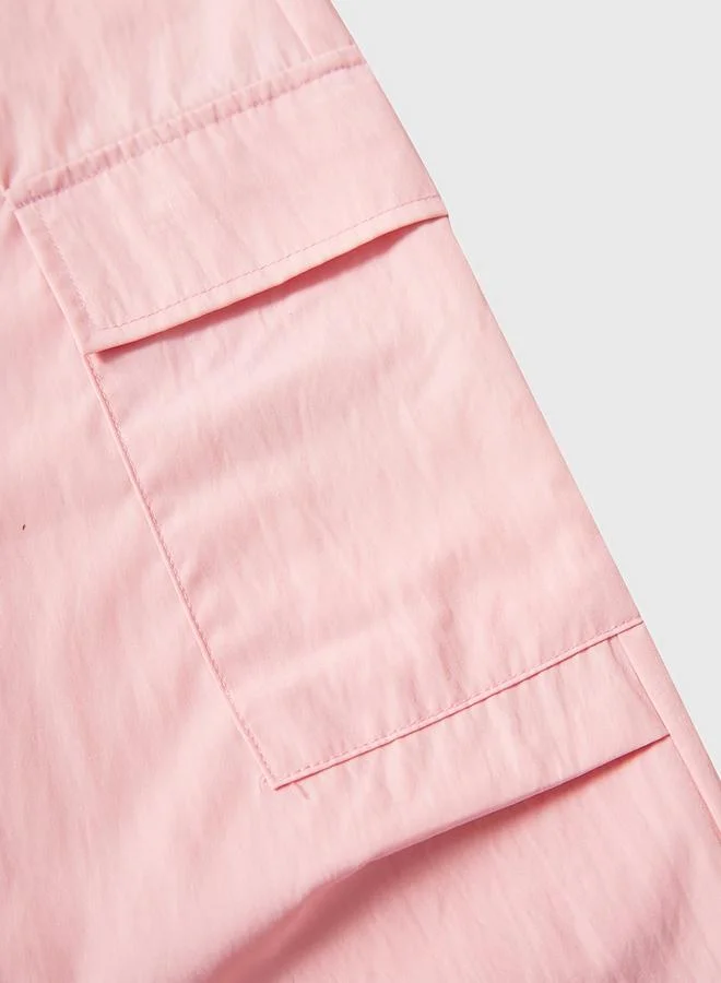 Take Two Take Two Girls Solid Ruching Detail T-Shirt and Cargo Pants Set