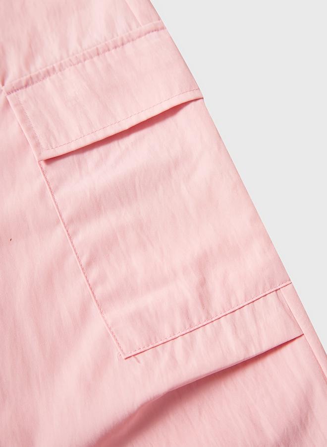 Take Two Girls Solid Ruching Detail T-Shirt and Cargo Pants Set - Image 1