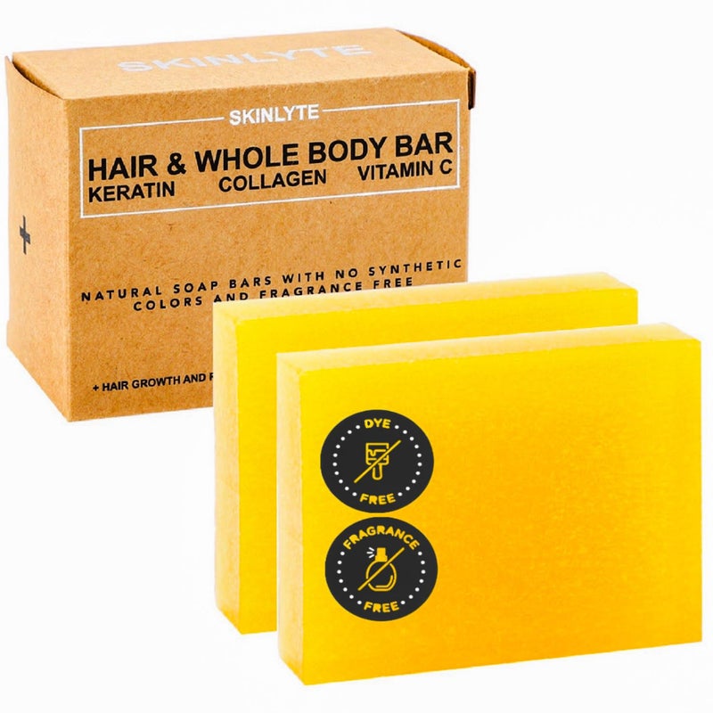 SKINLYTE صابون بار طبيعي للجسم والشعر علاج للشعر والبشرة كيراتين كولاجين ببتيدات تعزيز نمو الشعر إصلاح قوة حجم البشرة مضاد للشيخوخة مرونة مع الكبريت العضوي - Image 1