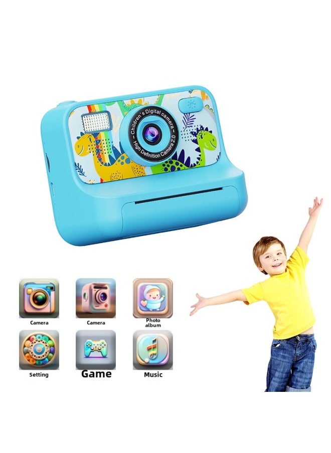 Generic Children's Camera Is A Photo-printable Cartoon Digital Mini High-definition Dual-camera Source Factory.-Color:Sky Blue  - Image 2